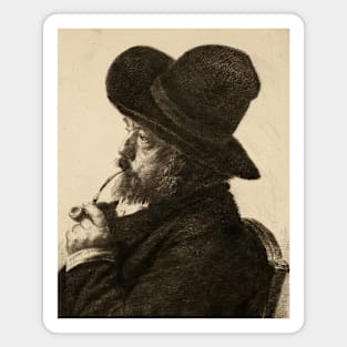 Smoking in Large Hat (Self Portrait) by Marcellin Gilbert Desboutin Magnet